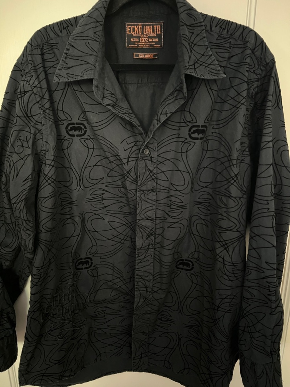 Ecko Unlimited Black Tonal Pattern Button-Up Shirt Jacket